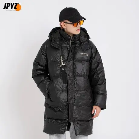 连帽羽绒服男2021新款中长款冬季男生加厚保暖外白色潮流时尚帅气图片