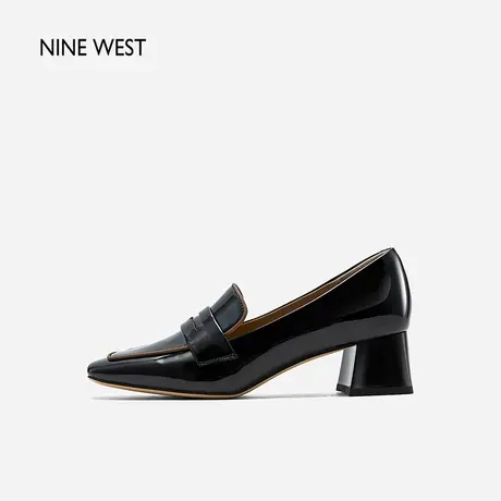 【直播专属】Nine West/玖熙英伦增高乐福鞋春季新款方头通勤单鞋商品大图