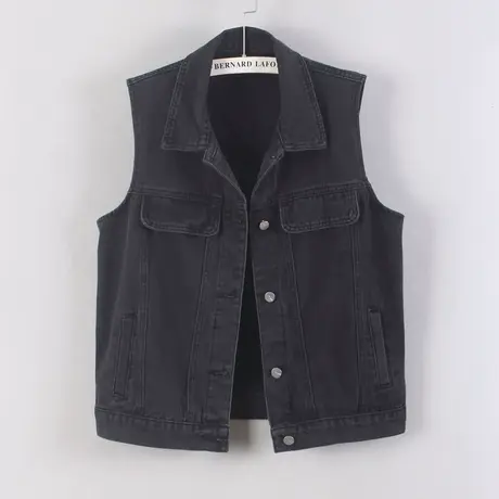 牛仔马甲女宽松2024春秋新款百搭韩版显瘦时尚无袖外套背心坎肩黑商品大图