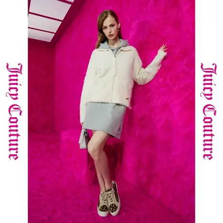 Juicy Couture橘滋秋女女装年新款冬日牌翻领圈圈纱女外套图片