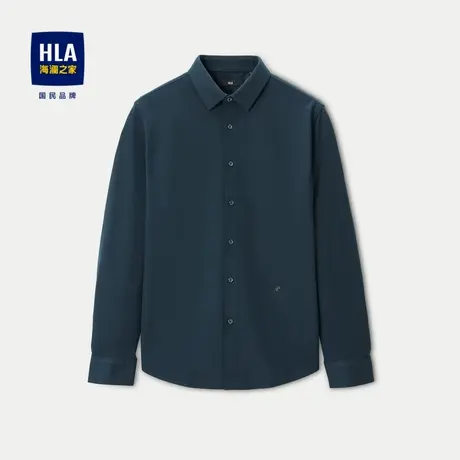 HLA/海澜之家绒感亲舒衬衫23秋季新款休闲纯色绣花色织布上衣男商品大图