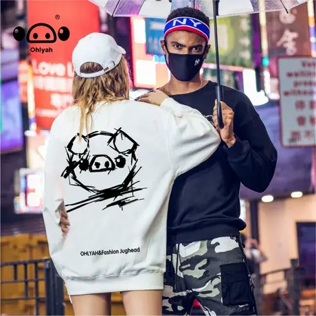 卫衣女春秋2023新款潮牌ins涂鸦港风休闲上衣薄款运动情侣装外套商品大图