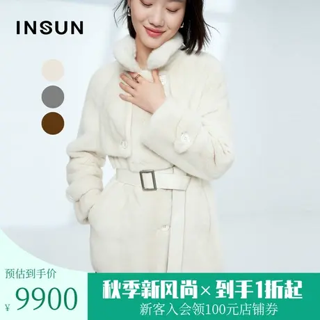 恩裳冬季时尚西装领风衣式中长款加厚水貂皮草外套女图片