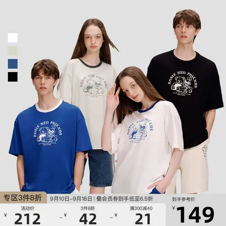 【小花人系列】bosie2023年夏季新款短袖T恤男情侣印花印花体恤潮图片