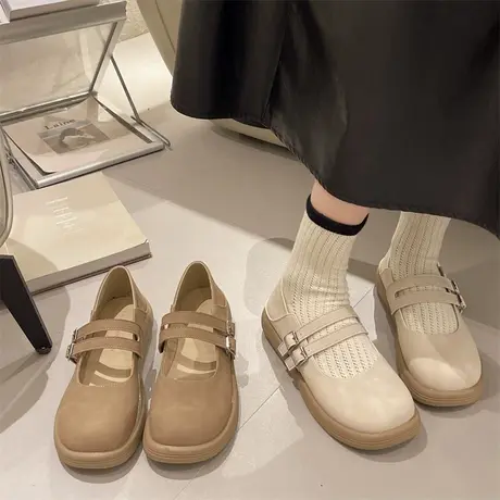 玛丽珍鞋女平底鞋2024年春秋季新款轻便百搭复古浅口配裙子小皮鞋图片