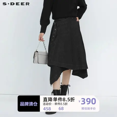 sdeer圣迪奥女装个性拼接不规则A字长裙S222Z1119图片
