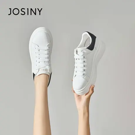 Josiny/卓诗尼小白鞋女2023新款夏季松糕厚底小个子增高4cm运动鞋商品大图
