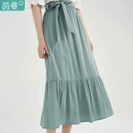 茵曼旗舰店半身裙法式女2023春季新款潮荷叶百搭气质宽松a字伞裙图片