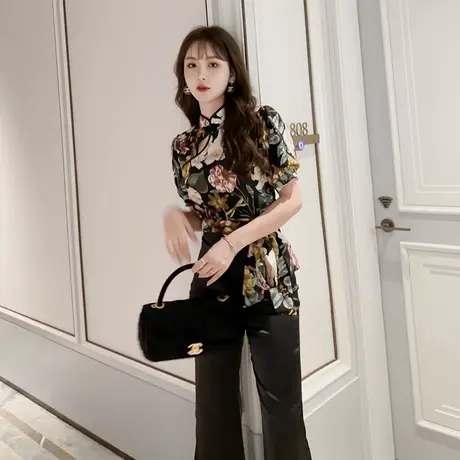 欧洲站名媛职业垂感西装裤女套装21洋气时尚减龄女神范两件套气质图片