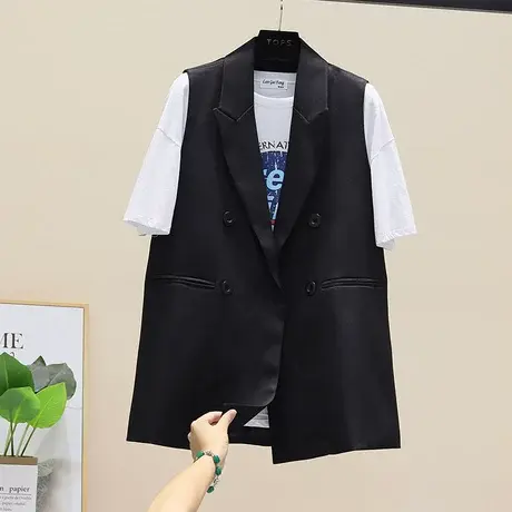 大码西装领马甲女2023春秋新款原创设计感韩版宽松百搭显瘦气质商品大图