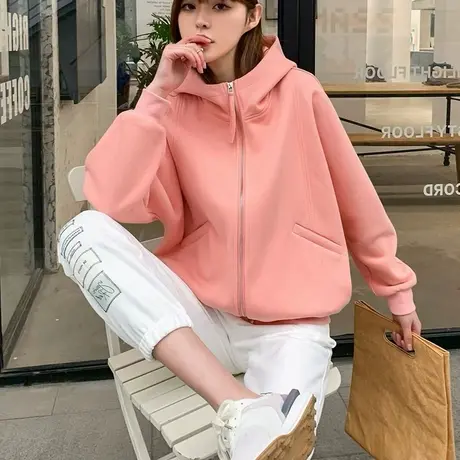 外套女2023新款纯色小个子ins潮休闲棒球服韩版宽松卫衣百搭外套商品大图