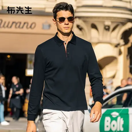 MrBu布先生暖燚绒蓄热长袖春秋撞色条纹翻领Polo男款BT15320商品大图