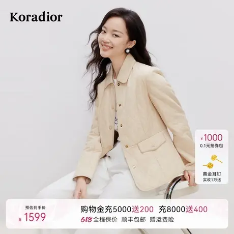 Koradior珂莱蒂尔2025春季通勤气质淑女翻领棉衣棉服上衣外套图片