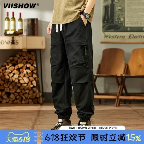 VIISHOW美式多口袋工装裤男款2024年夏宽松潮牌束脚休闲长裤子男商品大图