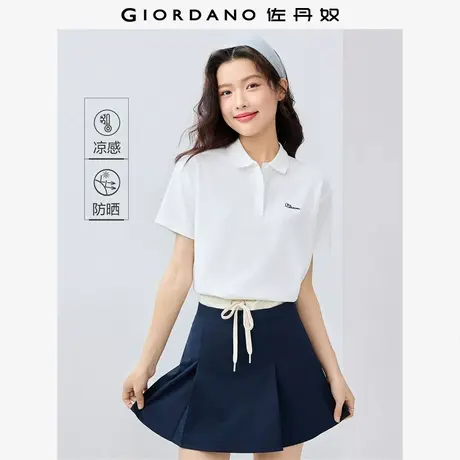 佐丹奴Polo女装黑科技凉感字母刺绣珠地针织短袖POLO 13315212图片