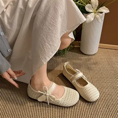 平底百搭玛丽珍鞋女2025夏季新款沙滩气质透气凉鞋高级感洋气鞋子图片