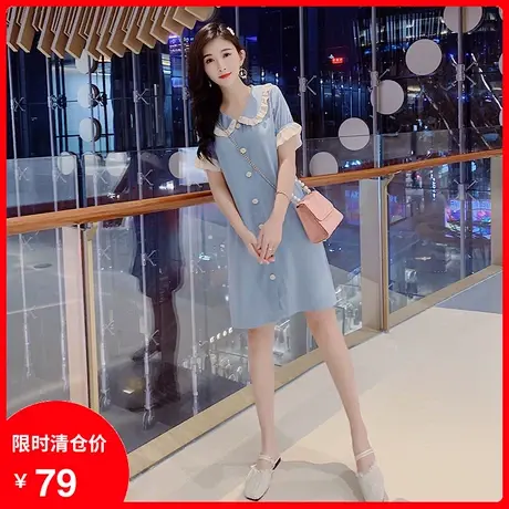 微胖mm大码遮肚甜美显瘦娃娃领连衣裙减龄宽松2023夏季女装胖妹妹图片