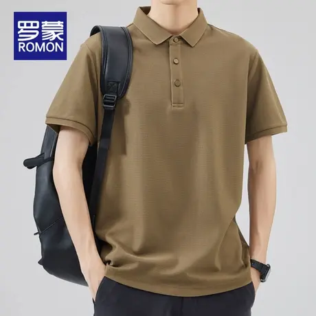 罗蒙短袖男冰丝t恤商务休闲半袖夏季薄款2025新款男士翻领polo衫商品大图