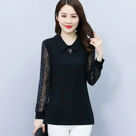 2023年春秋装新款外穿蕾丝打底衫女装大码胖mm遮肚子上衣藏肉减龄商品大图