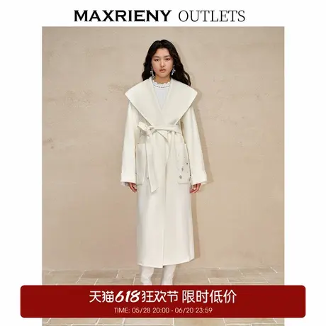 【奥莱】MAXRIENY浴袍式廓形宽松翻领大衣过膝长款外套女商品大图