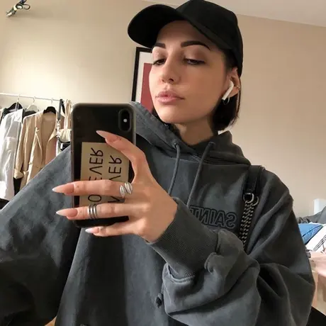 卫衣女士美式复古oversize灰色加绒加厚宽松连帽chic大码胖mm酷潮商品大图