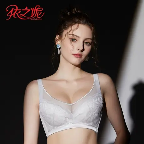 依之妮女内衣单层薄款4排扣软钢圈侧收副乳上托大胸显小文胸549B5图片
