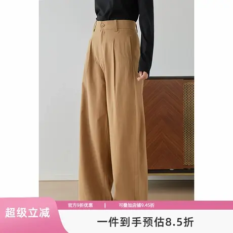 嘉茱莉2025春季新款设计感休闲裤女宽松慵懒长裤设计感高腰阔腿裤商品大图