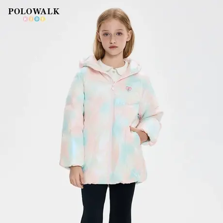 【90白鸭绒】POLOWALK童装女童羽绒服2025秋冬中长款加厚连帽上衣商品大图