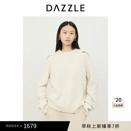 DAZZLE地素 毛针织衫2024冬季新款羊绒针织翻领套衫图片