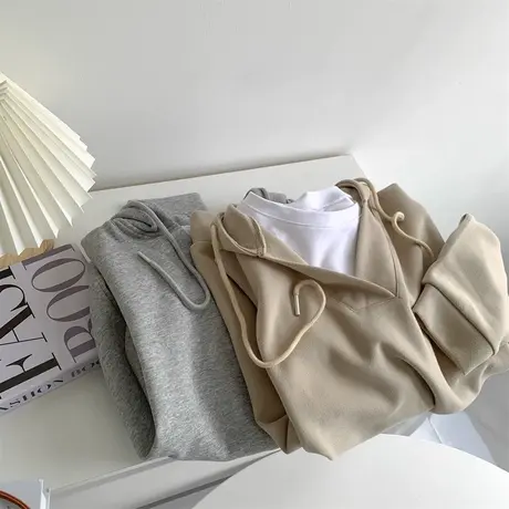 设计感小众连帽卫衣女早秋韩版宽松显瘦百搭ins潮牌学生上衣外套商品大图