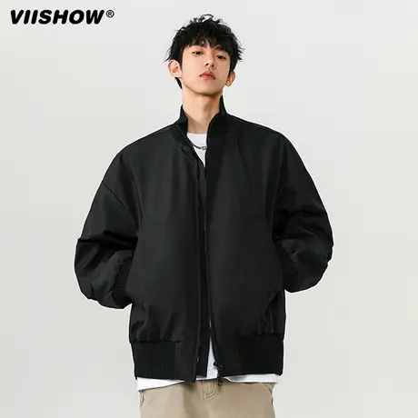 VIISHOWcleanfit短款工装外套男2025秋新款潮牌立领美式飞行夹克商品大图