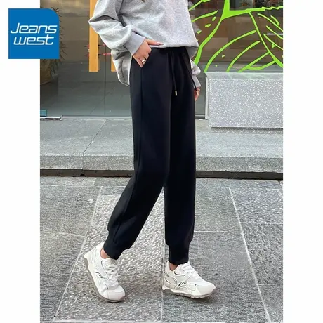 KV真维斯黑色束脚裤女2025新款爆款秋季简约时尚百搭显瘦休闲裤女商品大图