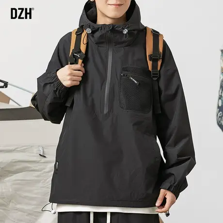 男士连帽冲锋衣男潮牌情侣外套男款2023新款户外宽松运动机能夹克商品大图