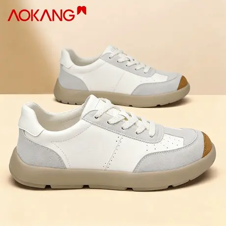 奥康男鞋2026新款春季软底轻便复古宽楦阿甘运动鞋休闲百搭小白鞋图片