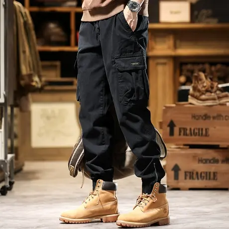 时尚潮流裤子男款多口袋束脚工装裤男美式复古男裤休闲裤多口袋商品大图
