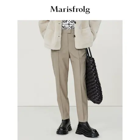 【商场同款】玛丝菲尔哈伦裤冬季新款卡其色职业通勤羊毛休闲裤商品大图