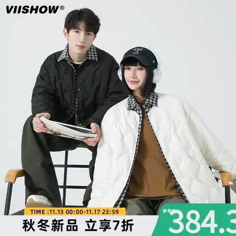 VIISHOW假两件羽绒服男士冬季加厚白鸭绒拼接防寒服休闲短款外套图片