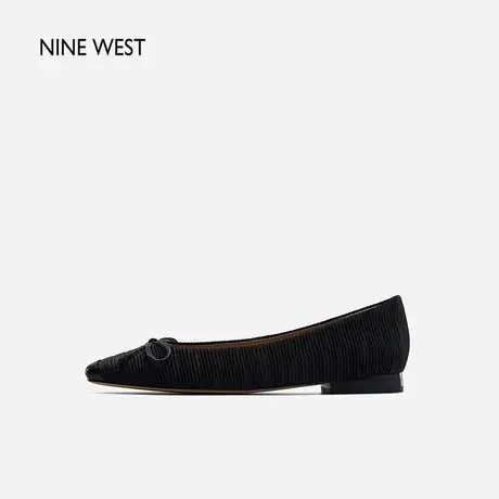 Nine West/玖熙方头平跟单鞋女2024年秋季新款仿生山峦通勤设计感商品大图