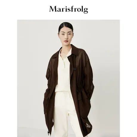 【日本进口面料】玛丝菲尔秋季新款经典长款轻薄风衣外套女图片