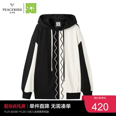 【商场同款】太平鸟SPCN系列2023年春季拼接连帽拉链卫衣奥莱图片