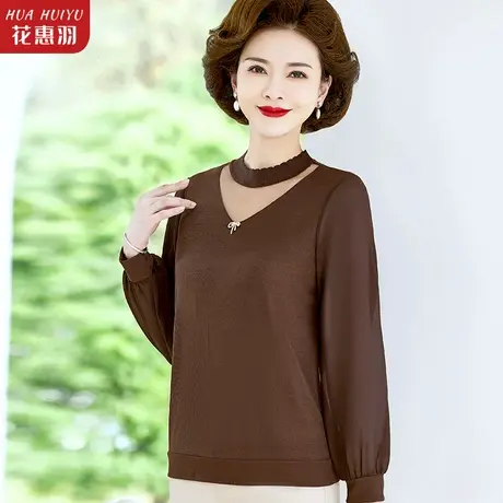 打底衫女春秋新款时尚洋气高档小衫40岁50中年妈妈装春装内搭上衣图片