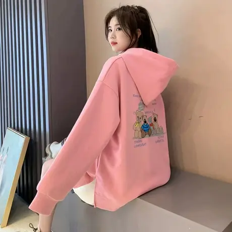 慵懒风连帽卫衣外套女2024新款早春季洋气减龄网红宽松设计感上衣图片