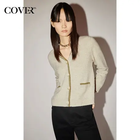 COVER冬季牦牛绒小香风羊毛开衫外套商品大图