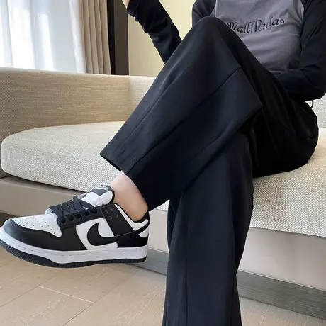 黑色阔腿裤女春秋季2024新款高腰垂感宽松小个子九分直筒休闲卫裤图片