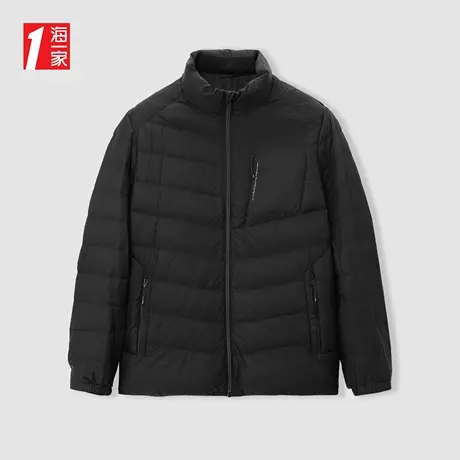 海一家轻薄日常外套简约立领休闲保暖有型时尚字母印花羽绒服男图片