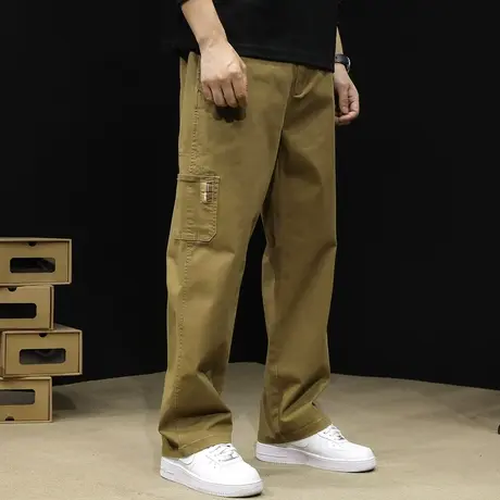 直筒休闲裤男秋季2024新款潮牌大码多袋男士工装裤子春秋阔腿男裤商品大图