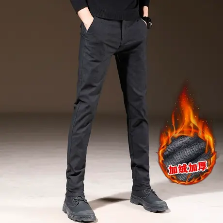秋冬款加绒裤男外穿中年百搭商务西裤加厚保暖冬季冬天棉裤休闲裤商品大图