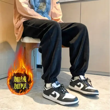 裤子男春秋潮牌宽松灯芯绒运动裤男士潮流休闲裤长裤束脚加绒卫裤商品大图